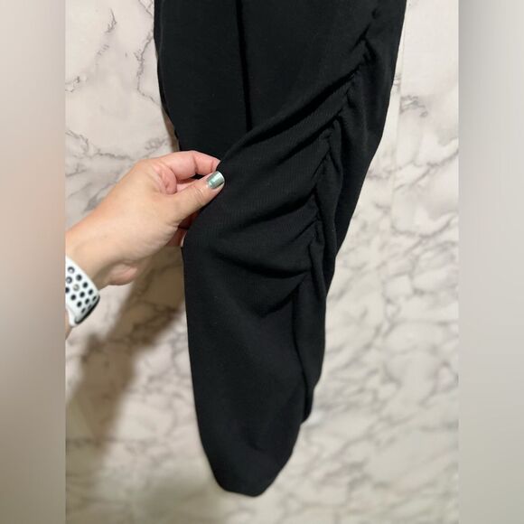 Lulus Total Appeal Black Ruched One-Shoulder Bodycon Midi Dress, black, Size L - Picture 5 of 8